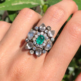 Antique Silver & Green Paste Cocktail Ring