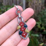 Antique Art Deco Silver Floral Pendant Necklace