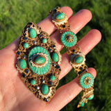 Antique Czechoslovakian Neiger Peking Glass Wave Bracelet & Brooch