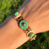 Antique Czechoslovakian Neiger Peking Glass Wave Bracelet & Brooch