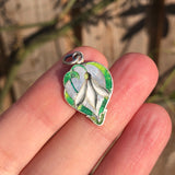 Antique German Silver Enamel Snow Drop Charm