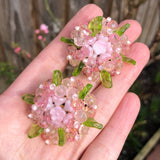 Vintage 1967 Christian Dior Lucite Pink Flower Necklace & Earrings Set