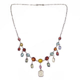 Antique Arts & Crafts Semi Precious Silver Festoon Necklace