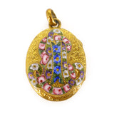Antique Victorian Gold Filled AEI Floral Enamel Locket Pendant
