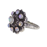 Antique Austro Hungarian Silver Opal Floral Ring