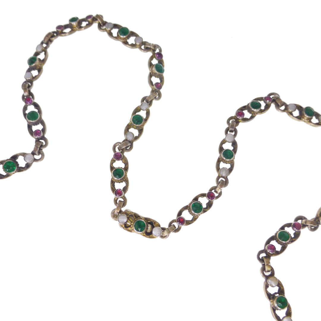 Silver Pearl Drop Necklace with Austrian AB Crystal main image 0