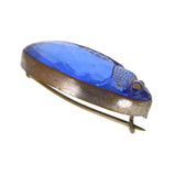 Antique Czechoslovakian Bezel Blue Glass Bug Brooch
