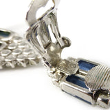 Vintage 1974 Christian Dior Large Blue Glass Rhinestone Clip On Drop Earrings