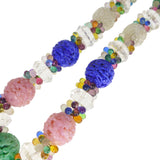 Vintage French Mid Century Rainbow Glass Bead Necklace