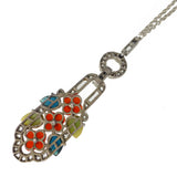 Antique Art Deco Silver Floral Pendant Necklace