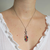 Antique Art Deco Silver Floral Pendant Necklace
