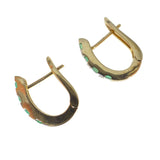 Contemporary Gold Diamond & Emerald Horseshoe Hoop Earrings