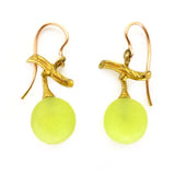Antique Belle Époque Fonseque Et Olive Gold Uranium Glass Grape Earrings