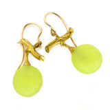 Antique Belle Époque Fonseque Et Olive Gold Uranium Glass Grape Earrings