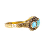 Antique Victorian 15ct Gold Cantinelle Turquoise Five Stone Engraved Ring Size N / 6.75