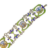 Reserved | Antique Silver Gilt Egyptian Revival Enamel Panel Bracelet