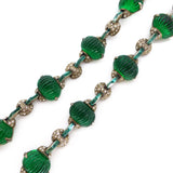 Antique Art Deco French Silver Green Glass Paste Parisian Couture Necklace