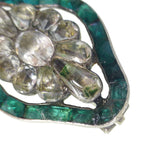 Antique Georgian Silver Floral Green Paste Brooch (AF)