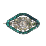 Antique Georgian Silver Floral Green Paste Brooch (AF)