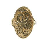 Vintage 9ct Gold Engraved Locket Ring