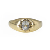 Antique Victorian 9ct Gold Rock Crystal Gypsy Ring