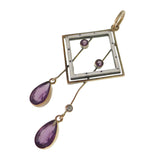 Antique Rose Gold Purple Glass Negligee Pendant