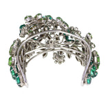 Vintage Mid Century Floral Green Rhinestone Cuff Bracelet