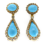 Vintage 1950s French Blue Gripoix Glass Rhinestone Statement Earrings