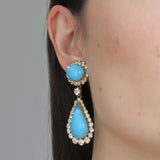 Vintage 1950s French Blue Gripoix Glass Rhinestone Statement Earrings