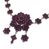 Antique Victorian Silver Garnet Floral Festoon Necklace