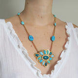 Vintage Mid Century French Blue Gripoix Glass Bead Necklace