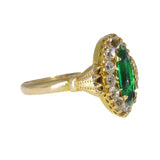 Vintage Mid Century Gold Green Paste Navette Ring
