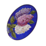 Antique Silver Hand Painted Lilac Blue Enamel Brooch