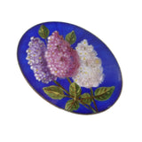 Antique Silver Hand Painted Lilac Blue Enamel Brooch