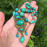 Antique Edwardian Czechoslovakia Turquoise Peking Glass Bead Necklace