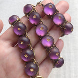 Antique Edwardian French Purple Moon Glow Glass Cabochon Star Necklace