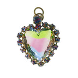 Antique Iris Rainbow Glass Heart Pendant