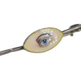 Antique Victorian Silver Lover's Eye Enamel Pin Brooch