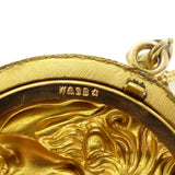 Antique Art Nouveau Gold Filled Repousse Lions Head Pearl Locket Pendant Necklace