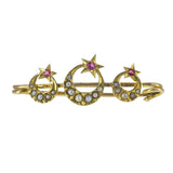 Antique Murrle Bennett Celestial Gold Ruby & Pearl Pin Brooch