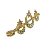 Antique Murrle Bennett Celestial Gold Ruby & Pearl Pin Brooch