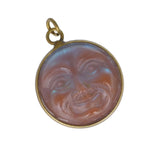 Antique Saphiret Glass Man In The Moon Pendant Charm