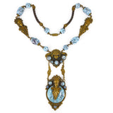 Antique Art Deco Neiger Brothers Figural Art Nouveau Lady Glass Bead Necklace