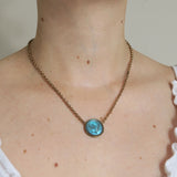Antique Saphiret Glass Cameo Pendant Necklace