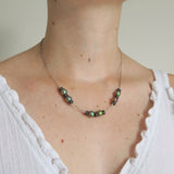 Antique WMF Myra Glass Bead Silver Chain Necklace