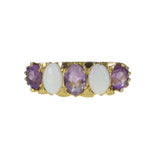 Vintage 9ct Gold Amethyst & Opal Five Stone Ring