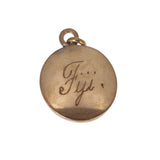 Antique Victorian Gold Operculum Shell Engraved 'Fiji' Charm