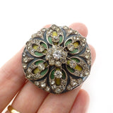 Antique Art Nouveau Plique-à-Jour Floral Paste Motif Brooch