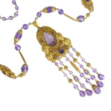 Antique Czechoslovakian Figural Lady Purple Glass Bead Necklace