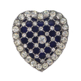 Antique Edwardian Silver Blue Enamel Paste Heart Brooch